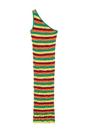 ASYMMETRIC LINEN-BLEND KNIT DRESS