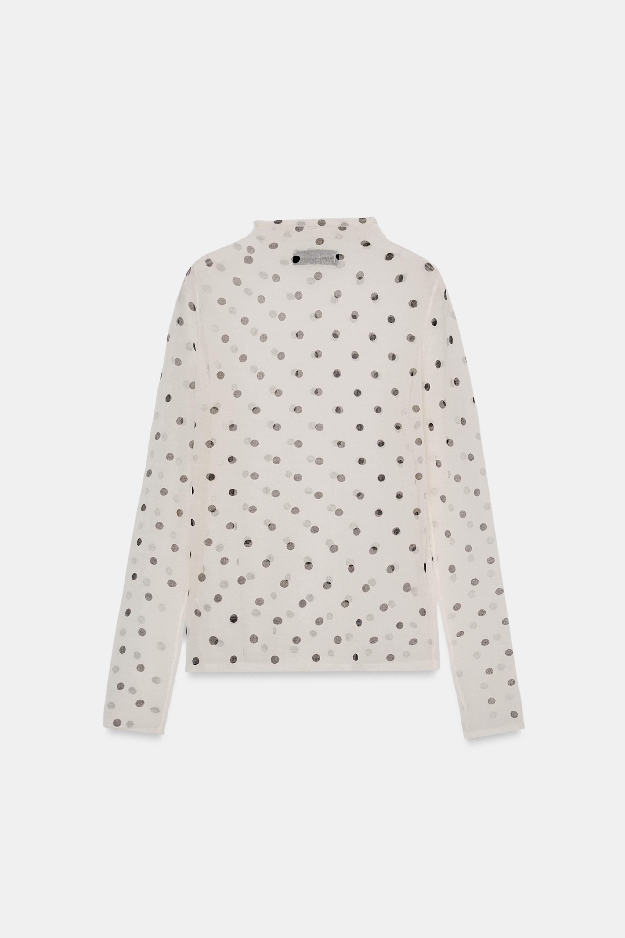 TOP EN MAILLE SEMI-TRANSPARENTE À POIS