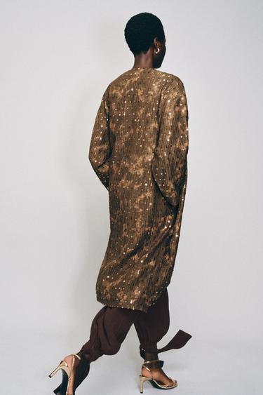 KIMONO LONG PAILLETTES - vert kaki foncé de Zara - Image 2