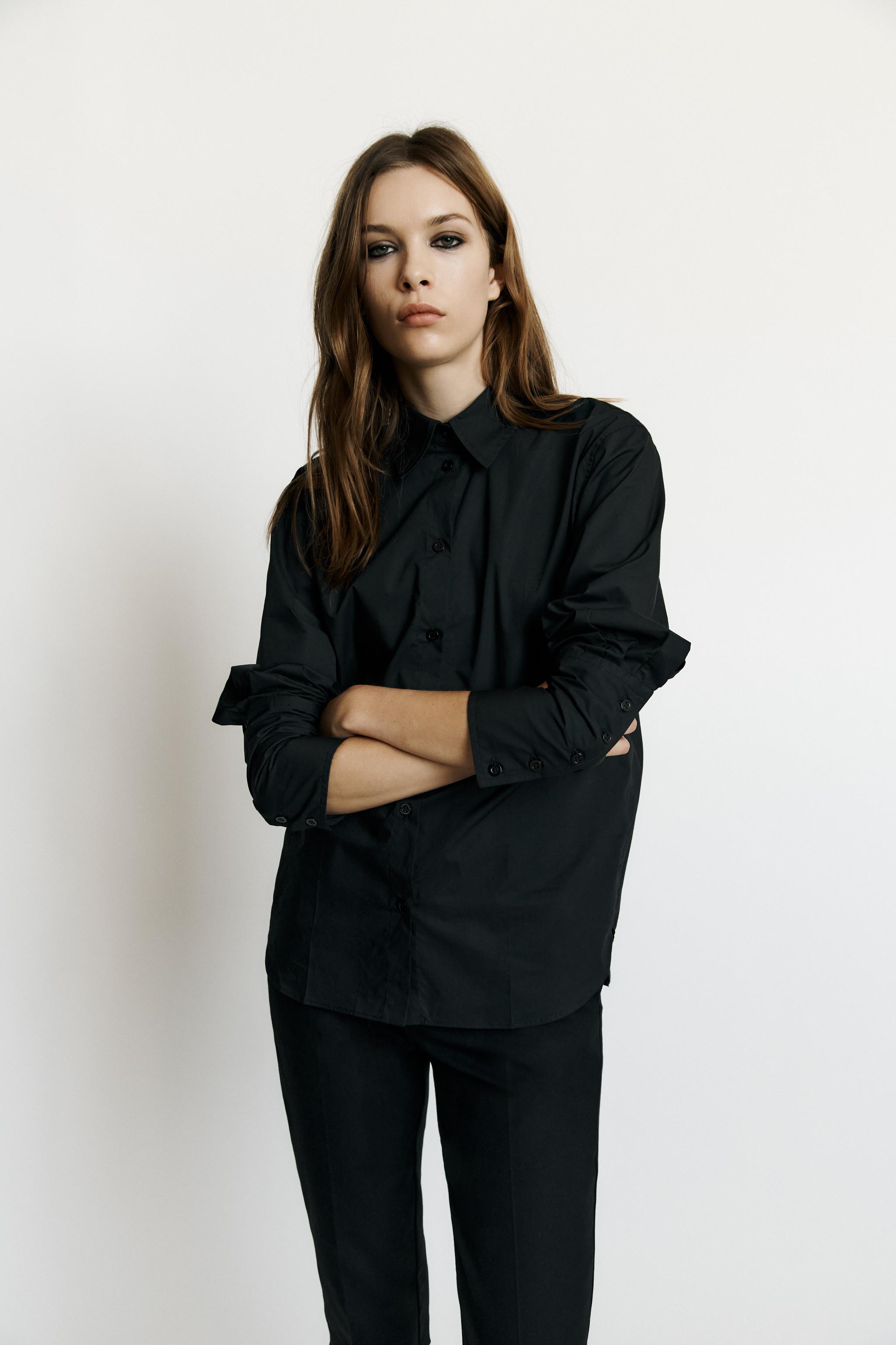 CHEMISE EN POPELINE À POIGNETS LARGES