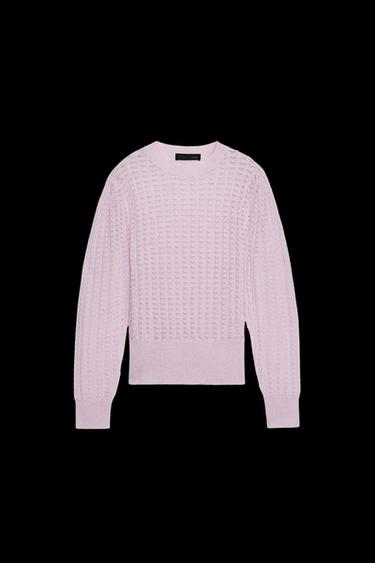 POINTELLE KNIT WOOL AND ALPACA SWEATER - Pink by Zara - Image 0