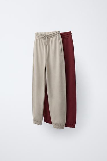 2-PACK OF PLUSH TROUSERS - Ecru / Maroon by Zara - Image 0