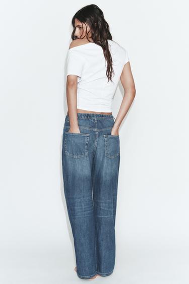 TRF RELAXED MID-WAIST DENIM JEANS - Navy blue by Zara - Image 4