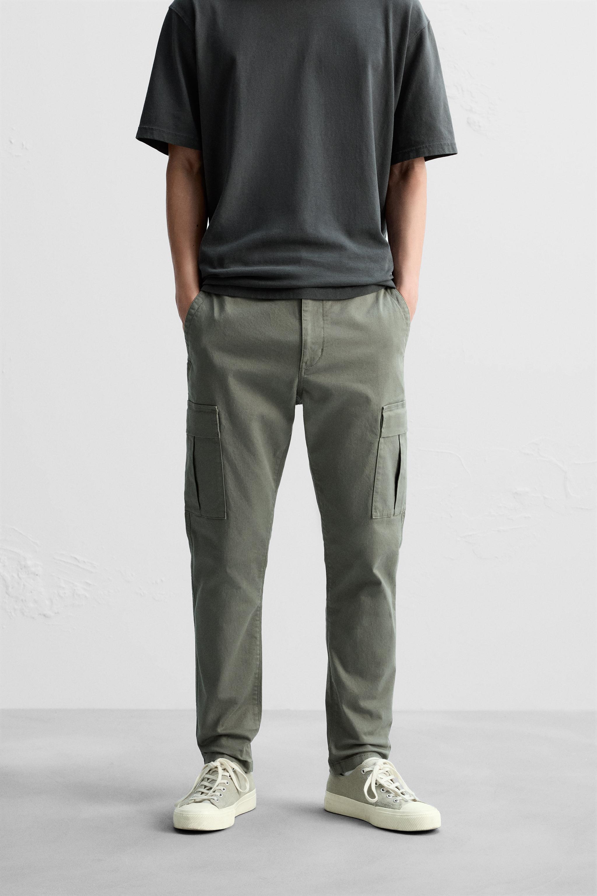 SLIM FIT CARGO TROUSERS Stone ZARA UAE Dubai Sharjah Ajman UAQ Fujairah