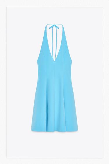 HALTER GORED SHORT DRESS - Blue by Zara