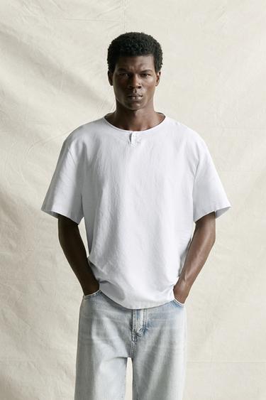 HEMP AND COTTON HENLEY SHIRT — Light sky blue 2