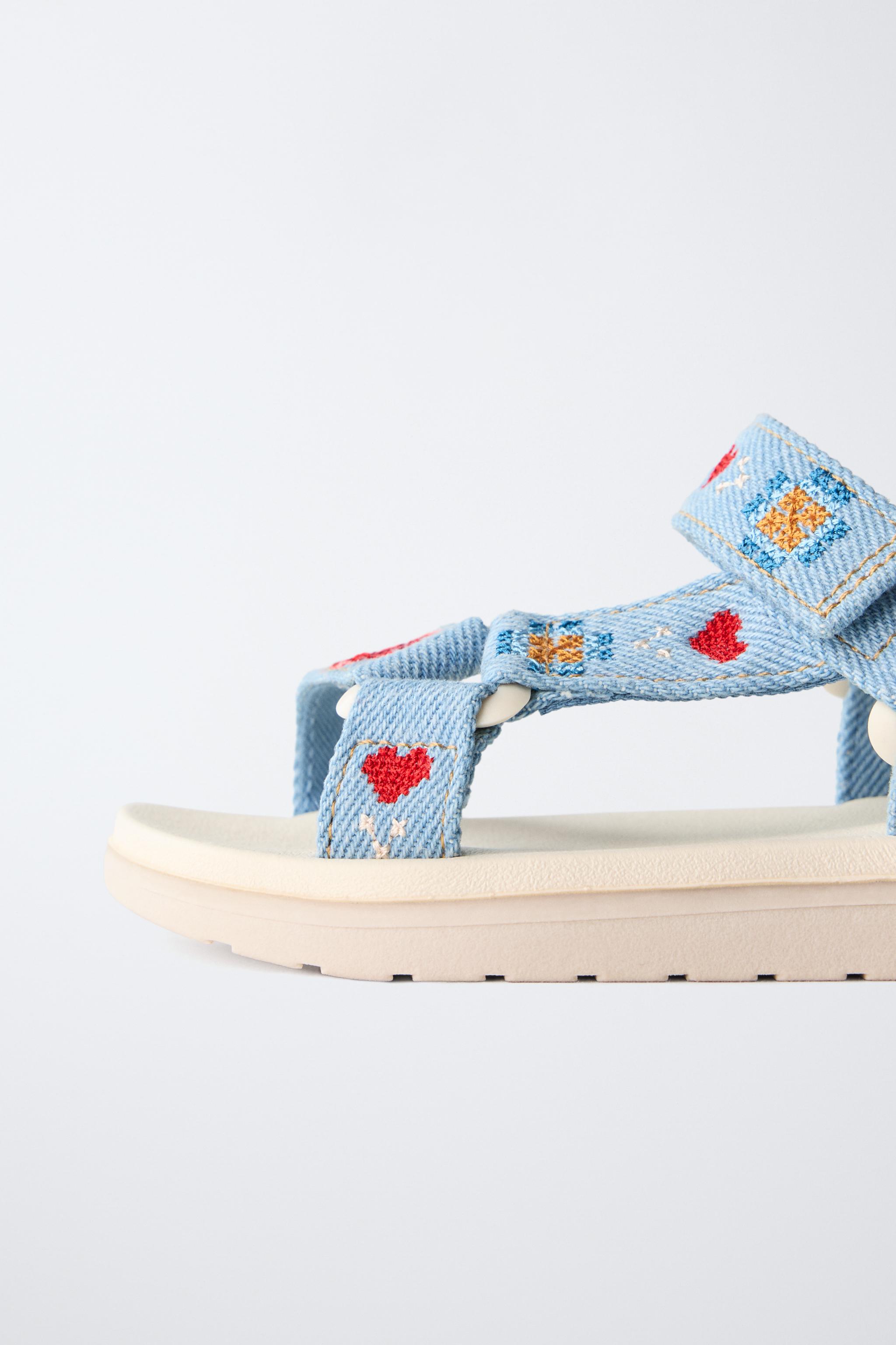 EMBROIDERED SANDALS - Blue | ZARA United States