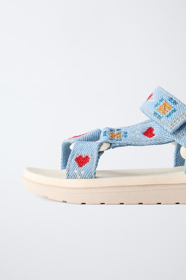 SANDALES BRODÉES - Bleu de Zara - Image 4