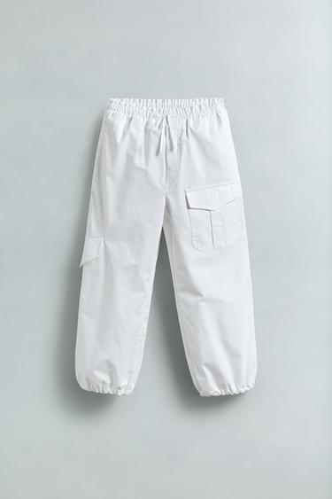 PANTALON JOGGER EN POPELINE - Blanc de Zara