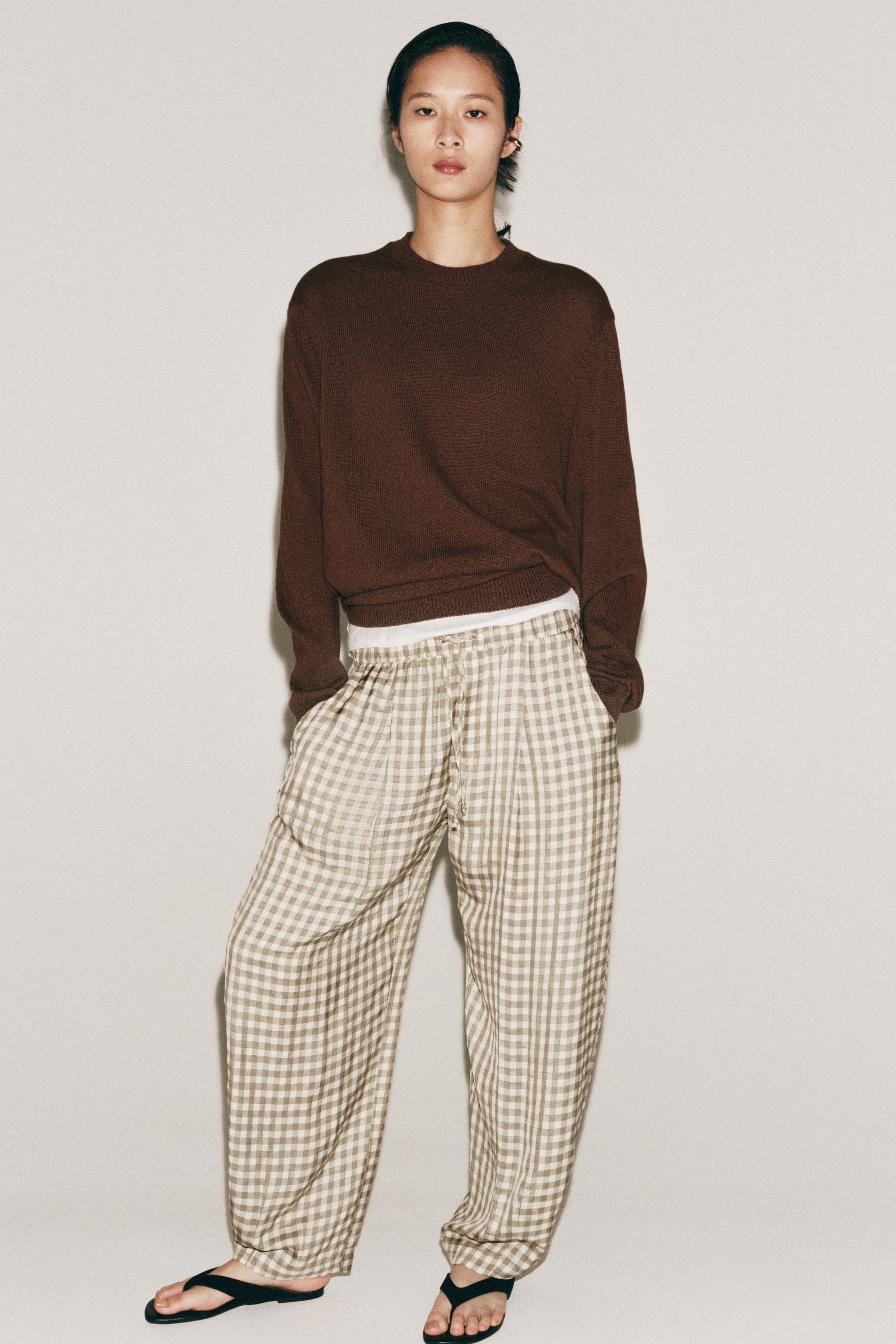 ZW COLLECTION FLOWY PLAID PANTS