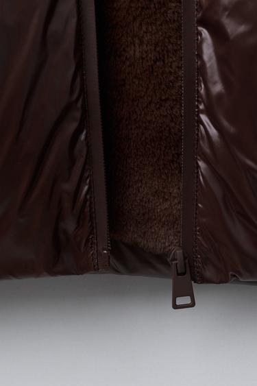 Zara DOWN PUFFER COAT, WATER REPELLENT AND WIND RESISTANT - Dark brown
