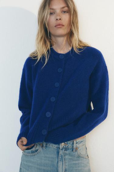 CARDIGAN WITH SLITS - Bluish by Zara