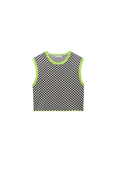 CHECK KNIT TOP