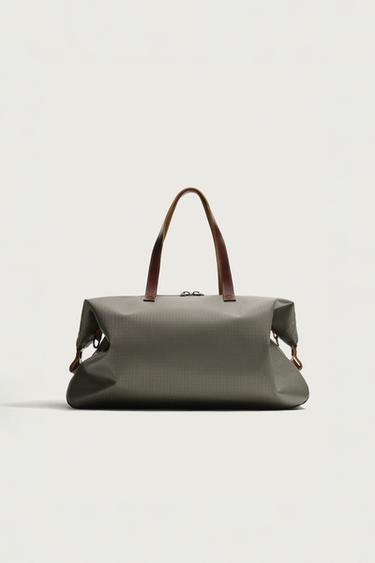 LEATHER-DETAIL TRAVEL BAG — Gray 2