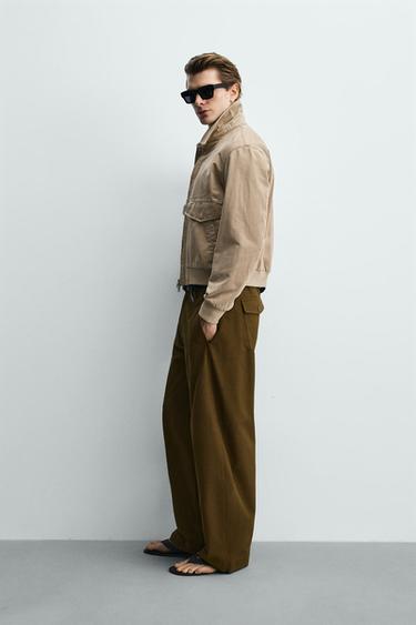 BLOUSON REGULAR FIT EN COTON LAVÉ - Marron clair de Zara - Image 3