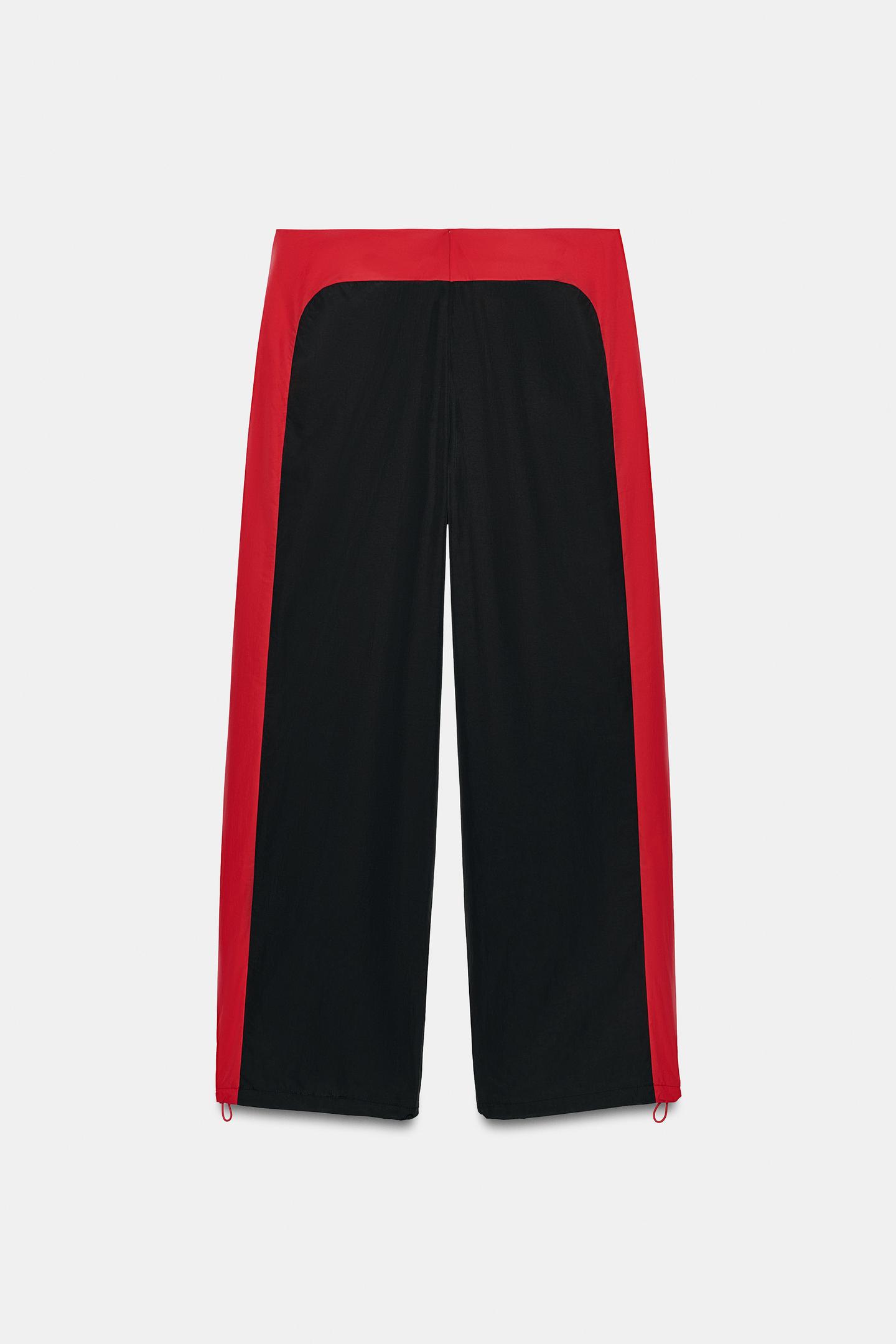 Женские брюки Zara Technical Volume Side-Stripe, цвет: Красный — фото 2