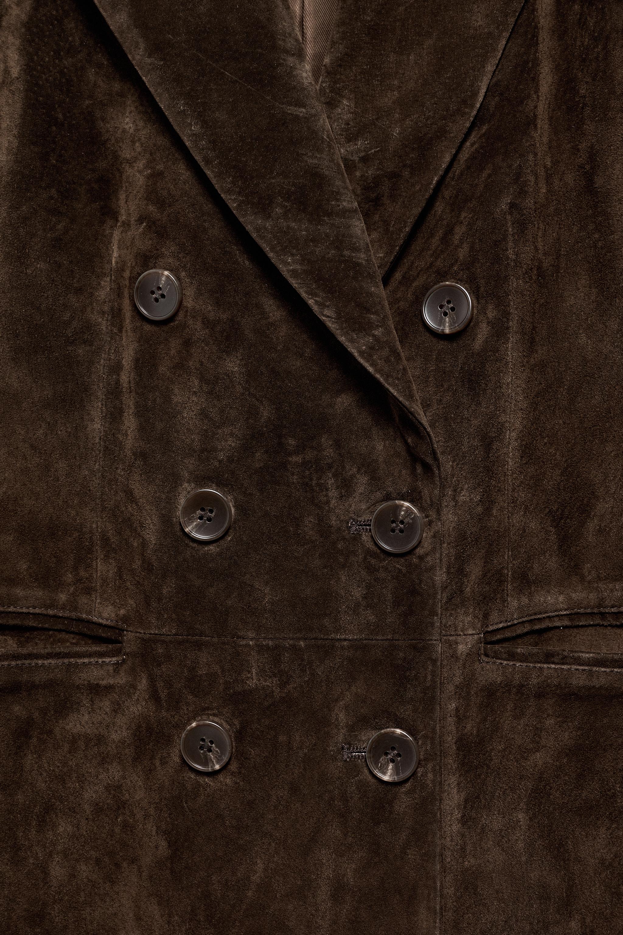 DOUBLE-BREASTED 100% SUEDE LEATHER BLAZER
