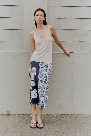 FALDA MIDI ESTAMPADA SATINADA - Multicolor de Zara - Imagen 0