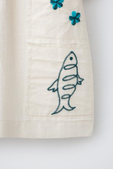 CHEMISE À PIÈCES AVEC COTON ET LIN - Écru de Zara - Image 3