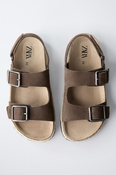 LEATHER SANDALS WITH JUTE BUCKLES - Brown by Zara - Image 3
