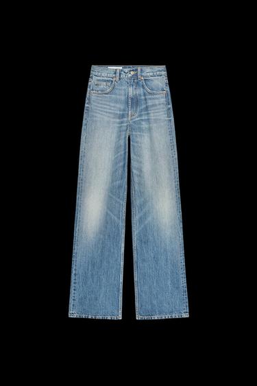 Zara TRF HIGH WAIST WIDE LEG FULL LENGTH JEANS - Blue - Image 0
