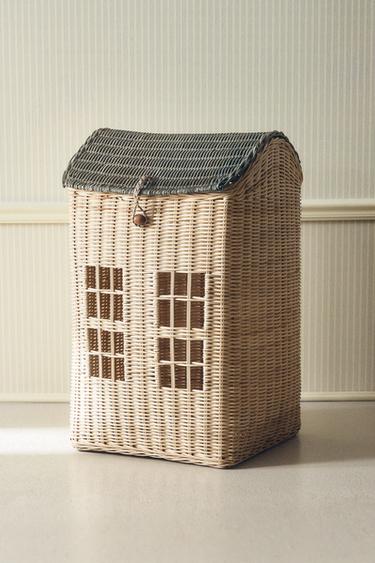 CHILDREN’S RATTAN HOUSE BASKET - Light beige by Zara - Image 5