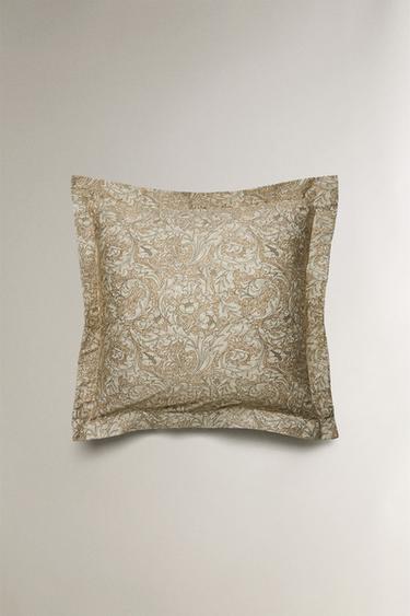 MORRIS & CO. FLORAL COTTON SATEEN PILLOWCASE - Vanilla by Zara - Image 1