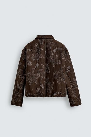 VESTE JACQUARD FLORALE - Chocolat de Zara - Image 7