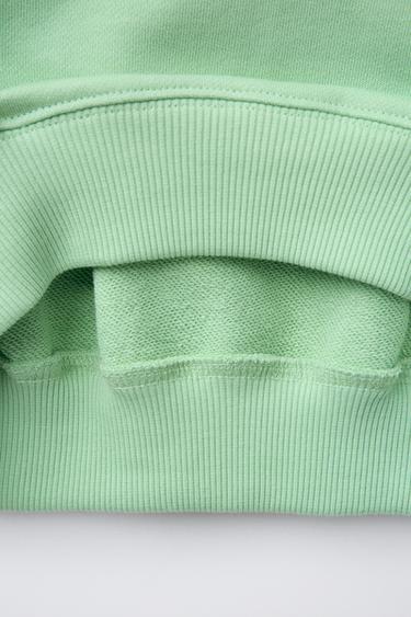 SWEAT BRODÉ À LACET ET INSCRIPTION - Vert bleu de Zara - Image 3
