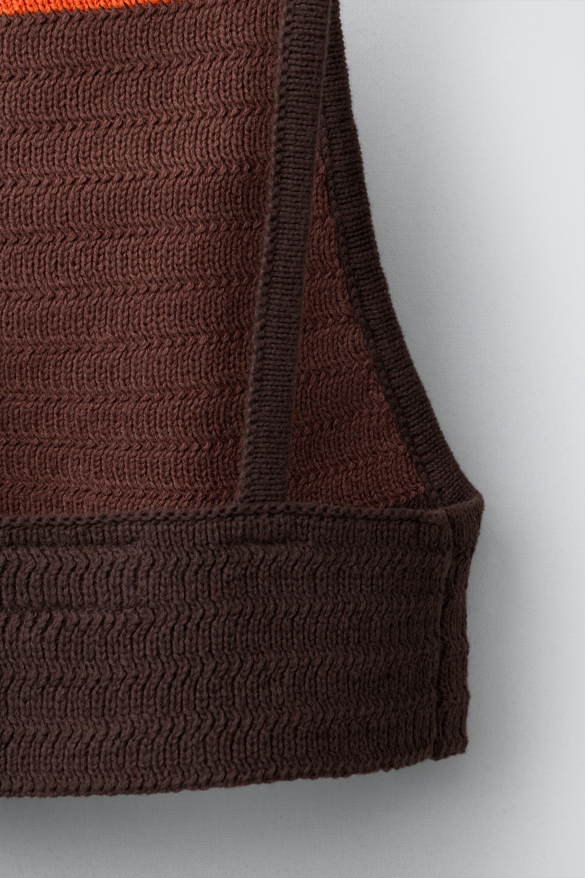 CONTRAST STRIPE CROCHET KNIT TOP