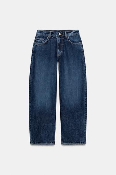 TRF BAGGY BALLOON MID-WAIST JEANS - Navy blue by Zara