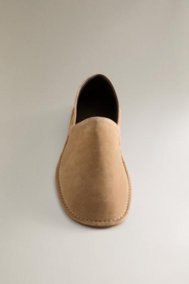 LEATHER FOLD-DOWN SLIPPERS - Light beige by Zara - Image 4