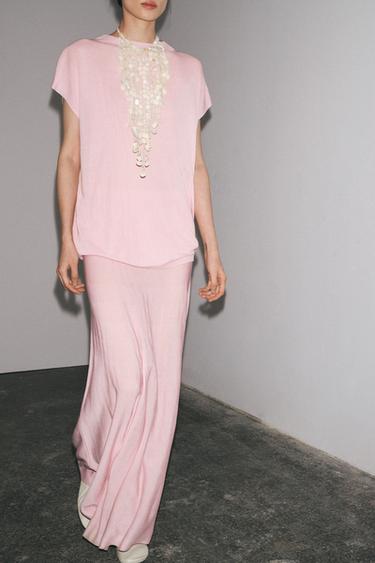 WIDE SLEEVE KNIT TOP - Pale pink by Zara
