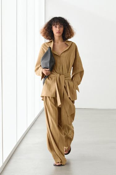 Zara Darted wide-leg trousers - Mustard - Image 0