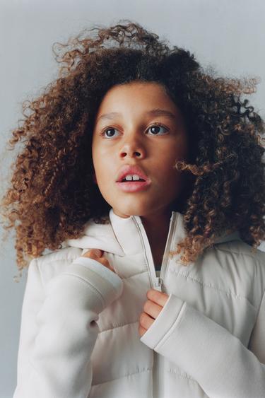 СТЬОБАНА КУРТКА З РУКАВАМИ З НЕОПРЕНОВИМ ЕФЕКТОМ - Сіровато-бежевий колір Zara