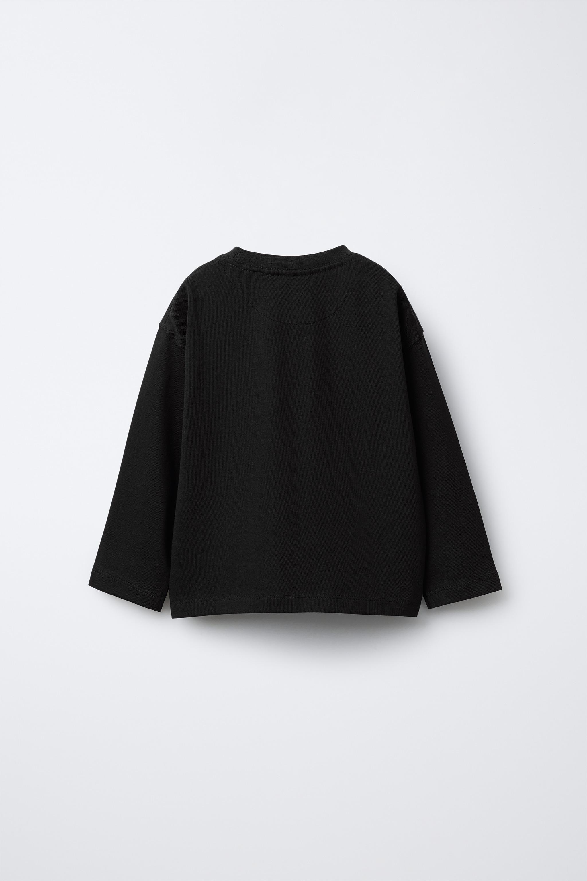 EMBROIDERED HEAVY WEIGHT T-SHIRT - Black | ZARA Canada