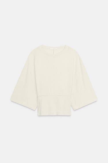 COTTON T-SHIRT - Ecru by Zara