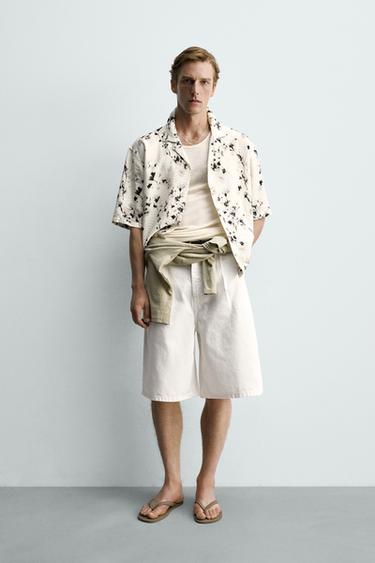 RELAXED FIT FLORAL PRINT SHIRT - Oyster-white by Zara - Image 0