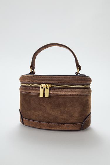 RIGID LEATHER HANDBAG - Brown by Zara