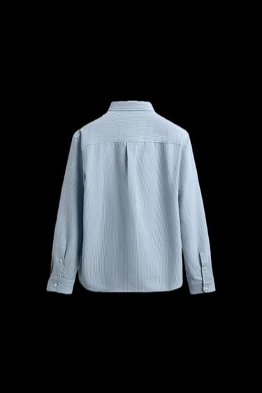 Zara REGULAR FIT STRIPED SHIRT - Sky blue