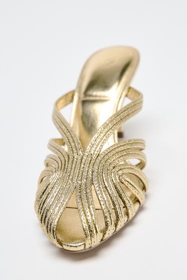 METALLIC STILETTO HEEL SANDALS - Gold by Zara - Image 2