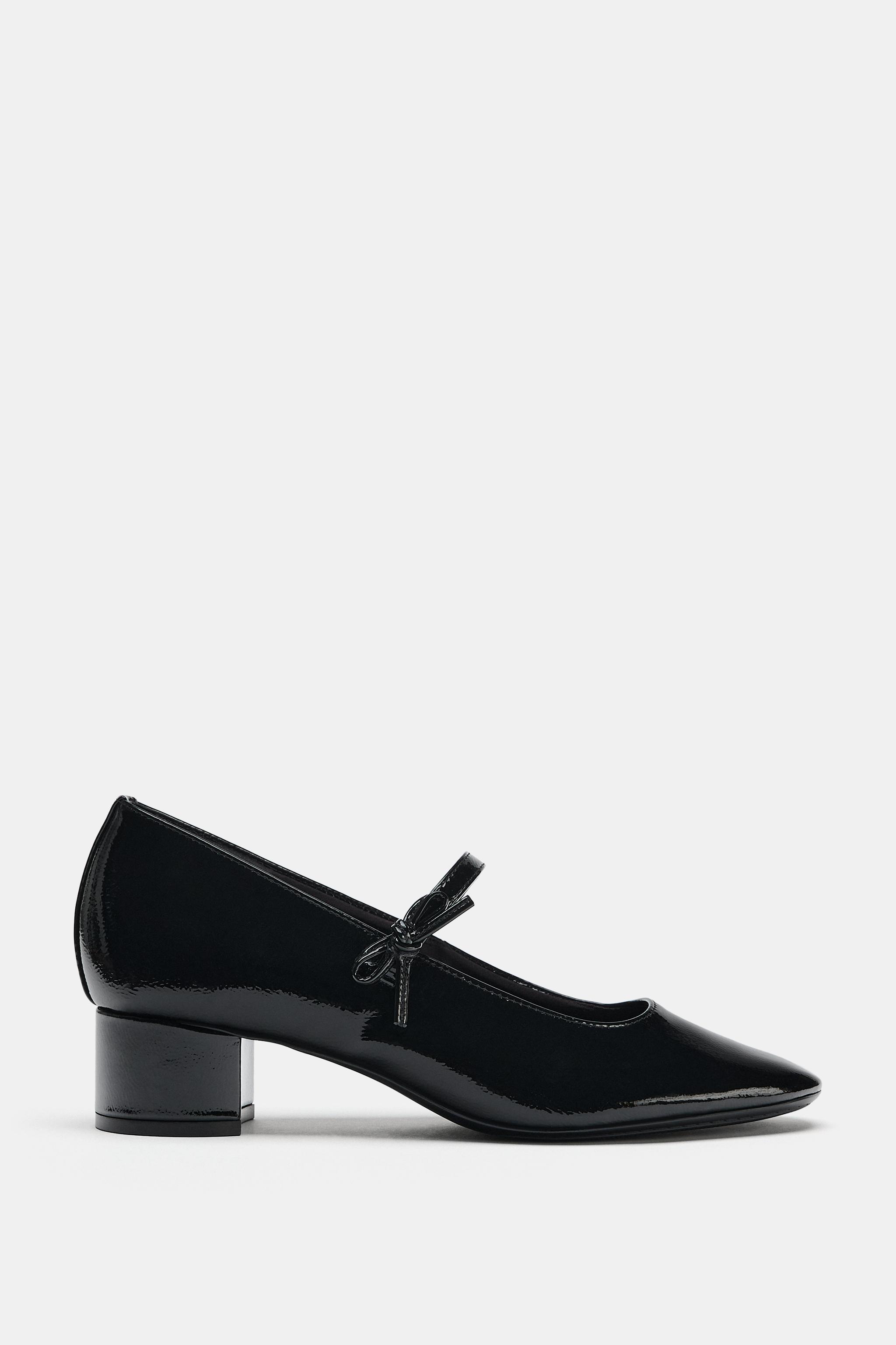 パテント風ブロックヒールシューズ - ブラック | ZARA Japan / 日本