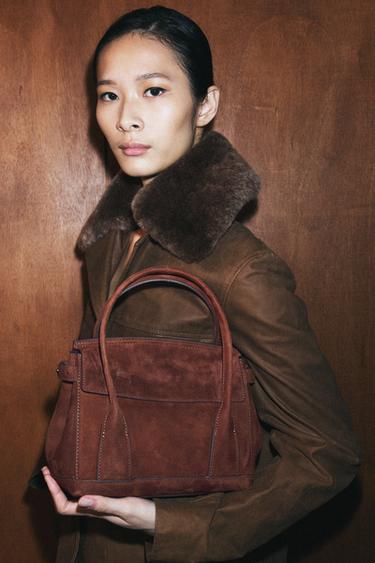 SAC EN CUIR MINI CITYBAG - Chocolat de Zara