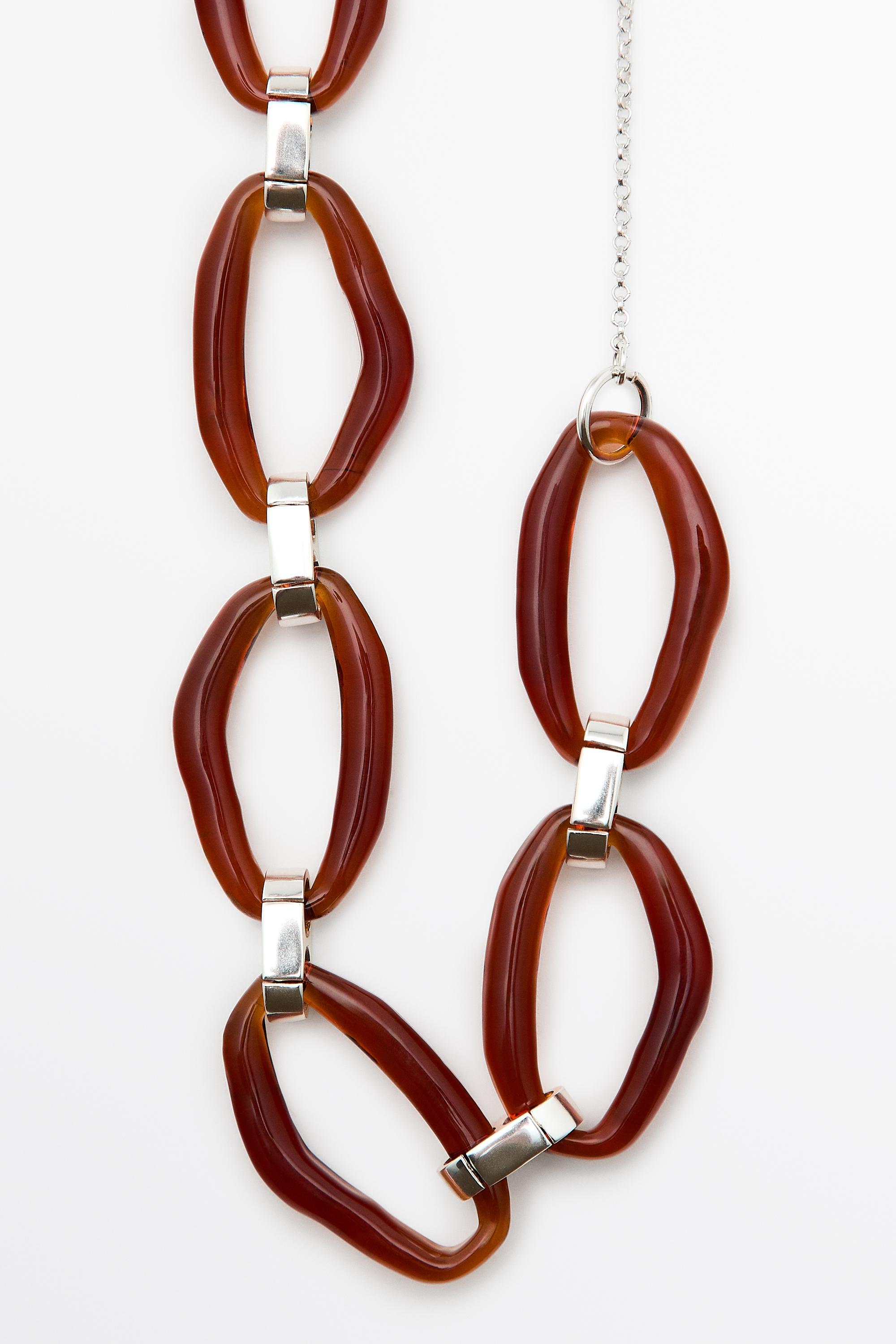 Tortoiseshell-effect glass link necklace