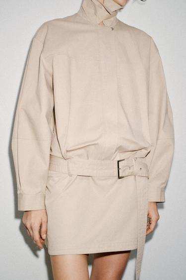 ROBE COURTE À CEINTURE - Sable de Zara - Image 1