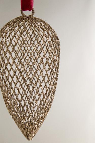 LONG MESH BAUBLE CHRISTMAS TREE DECORATION - Silver by Zara - Image 3
