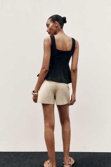 TOP GILET STRETCH PÉPLUM - Noir de Zara - Image 4
