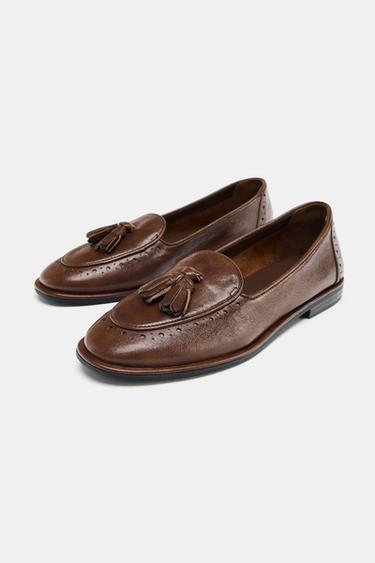 LEATHER TASSEL LOAFERS - Brown by Zara - Image 3
