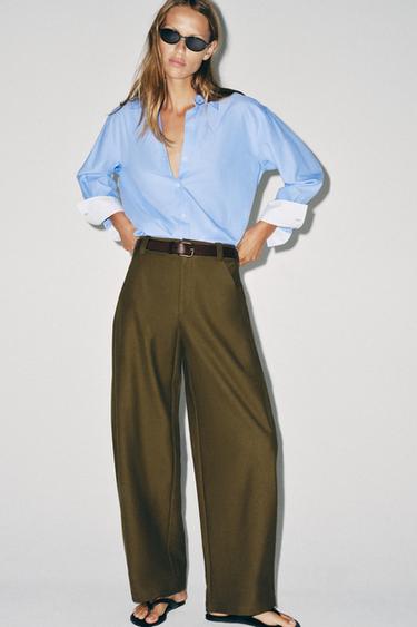 PANTALÓN BARREL - Khaki oscuro de Zara