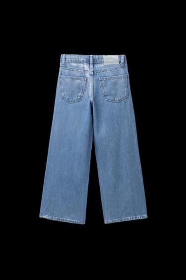 Zara SPARKLY WIDE LEG JEANS - Blue